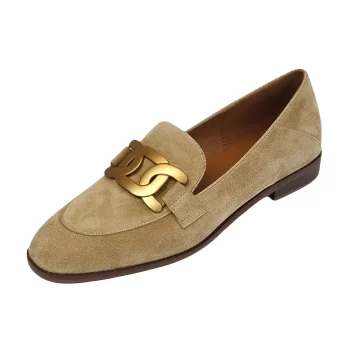 Light Brown Kate Embellished Suede Loafers