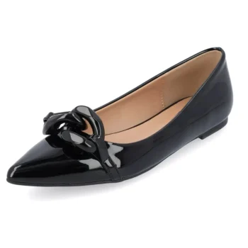 Pointed Toe Chain Buckle Ballet Flats