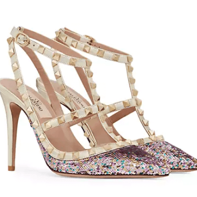 Rockstud Pump with Sequin Embroidery