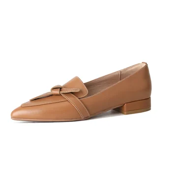 Women’s Brown Knotted Leather Pointy Loafers